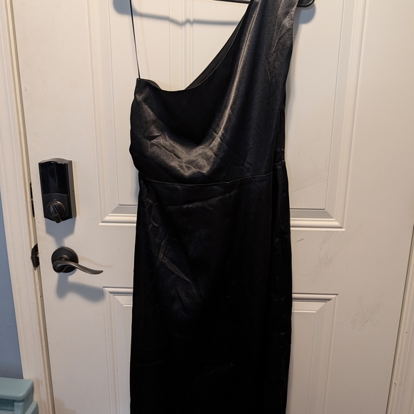 French Connection Womena One Shoulder Elegant Black Midi Dress Size 10 - Picture 3 of 6